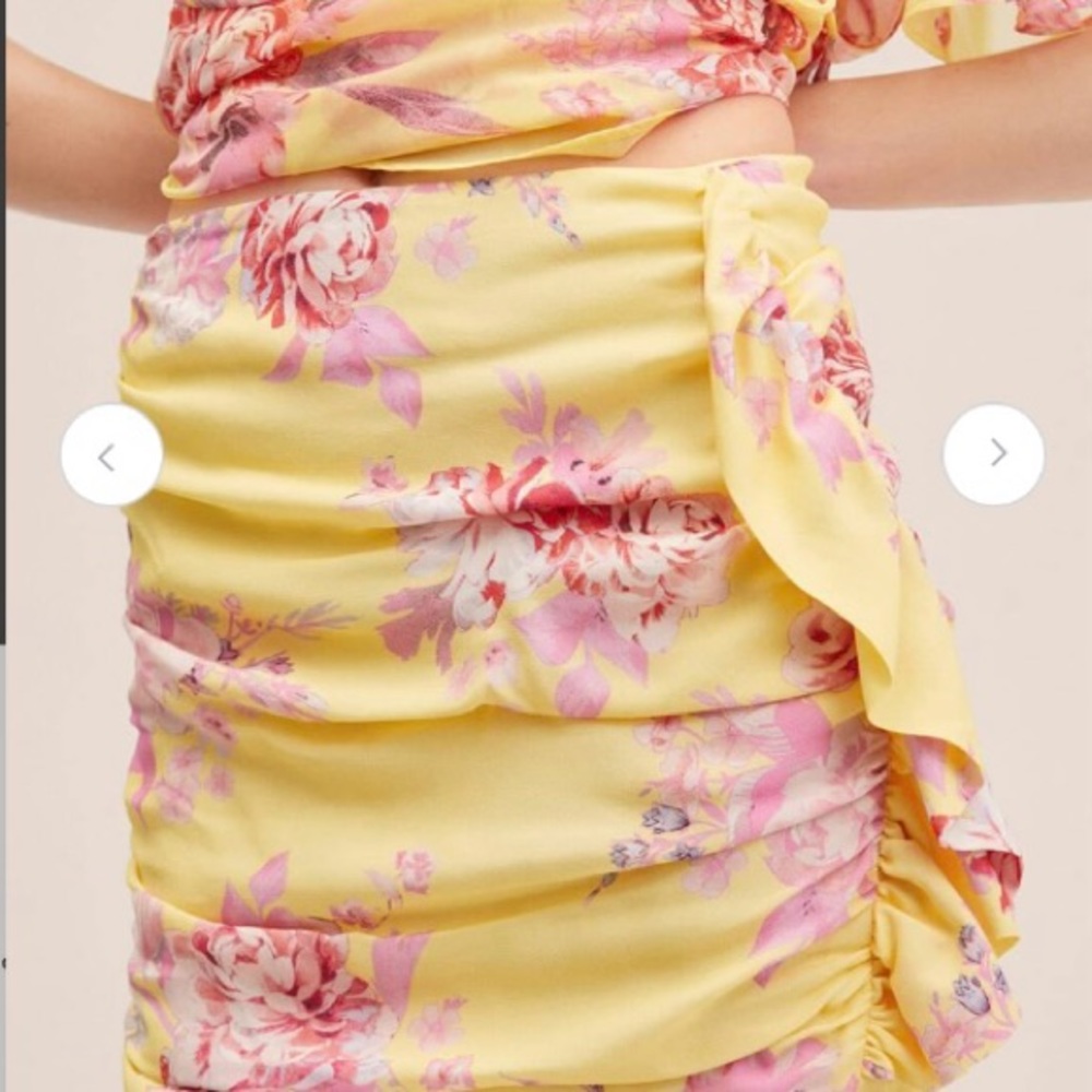 NEW Mango MNG Floral Ruched Ruffle Skirt - Picture 4 of 6